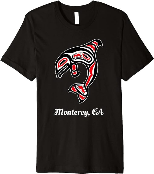 Native American Monterey CA Red Orca Killer Whale Premium T-Shirt