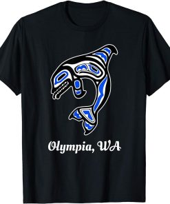 Blue Native American Olympia WA Tribal Orca Killer Whale T-Shirt