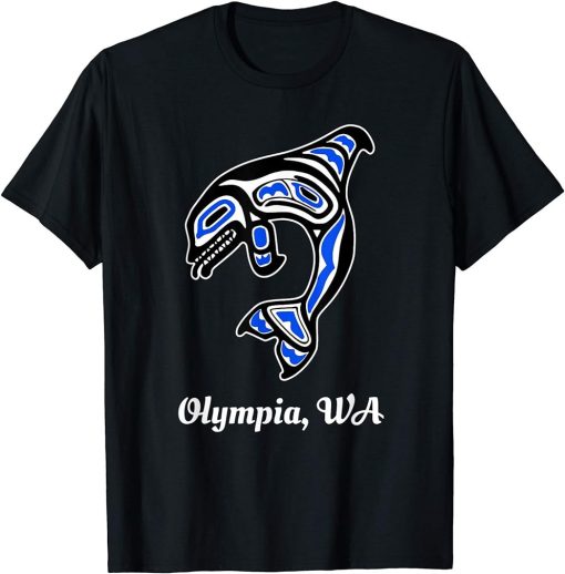 Blue Native American Olympia WA Tribal Orca Killer Whale T-Shirt