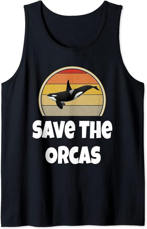 Funny Orca Whale Shirt Ocean Sea Gift Save The Orcas Retro Tank Top